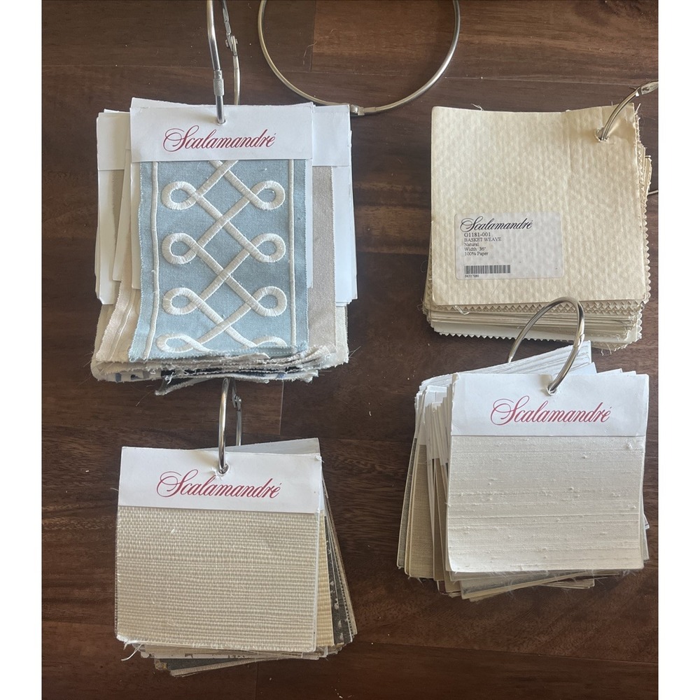 4 Scalamandre Fabric Swatch Book Interior Design Basket Sisal Embroidered Linen